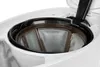 Close-up view of the filter basket and lid mechanism of a white coffee maker. Produktbild-Vorschau