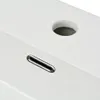 A close-up view of a white ceramic sink with a chrome-plated overflow drain and a hole for a faucet. Produktbild-Vorschau