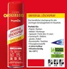 A can of Prymos Universal Löschspray is shown next to a marketing description of its features and uses. Produktbild-Vorschau