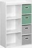 A white shelving unit with green and gray storage boxes. Produktbild-Vorschau