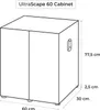 A line drawing of a white cabinet with dimensions indicated. Produktbild-Vorschau