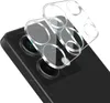 A close-up shot of a phone's camera lens protector being placed on a black smartphone. Produktbild-Vorschau