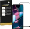A product shot showing the packaging for a screen protector and the screen protector itself placed next to a smartphone. Produktbild-Vorschau