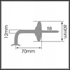 A diagram showing the dimensions of a metal railing bracket. Náhled obrázku produktu