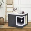 QLS Katzenhaus 2-in-1 mit Kratzbrett 42×42×35 cm faltbar Produktbild-Vorschau 5