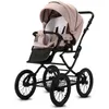 A studio shot of a beige and black retro-style baby stroller. Produktbild-Vorschau