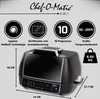 A marketing image showing a Chef-O-Matic 8 in 1 Air & Grill with various feature icons and dimensions. Produktbild-Vorschau