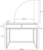 A technical drawing of a vanity table with dimensions indicated. Produktbild-Vorschau