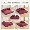 A collage of images showing a modular sofa in various configurations, demonstrating its flexibility and use as a bed. Produktbild-Vorschau