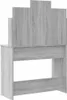 A light gray wooden dressing table with a decorative, stepped back panel. Náhľad obrázku produktu