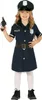 A young girl dressed as a police officer, holding a toy gun. Náhľad obrázku produktu