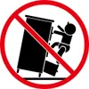 A warning symbol indicating that children should not climb on furniture. Produktbild-Vorschau
