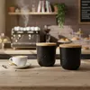 com-four® Set van 3 voorraadpotten met bamboe deksel - voor Productafbeelding-voorbeeld 5