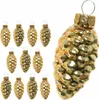 Christbaumschmuck Zapfen 6cm Glas 12 Stück - Hellgold Produktbild-Vorschau 5