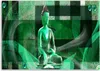 Leinwandbild buddha auf geometrischem hintergrund grün Produktbild-Vorschau 3