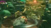 A video game scene where a character is interacting with a large rock and debris. Produktbild-Vorschau