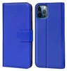 A blue flip case for a smartphone is shown from the front and back. Produktbild-Vorschau