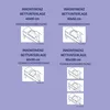 Collage of diagrams showing different sizes of incontinence bed pads on beds. Voir les images du produit