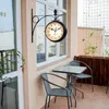 Bahnhofsuhr Doppelseitig, Retro Wanduhr, Wandhalterung, für Produktbild-Vorschau 7