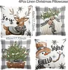 Set di 4 cuscini natalizi con renne 45x45cm bianco grigio Anteprima dell’immagine prodotto 2