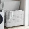 vidaXL Wäschekorb mit Rollen Weiß 66x35x60 cm Rattan Produktbild-Vorschau 2