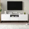 TV-Schrank 1,7 Meter langer weißer TV-Ständer mit 2 Türen Produktbild-Vorschau 1