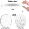 A product image showing a round LED ceiling light with dimensions and details, along with a hand holding the light to show its thickness. Náhled obrázku produktu