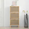 vidaXL Botník bílý 52x25x115 cm Dřevěný materiál a ratan Náhled obrázku produktu 3