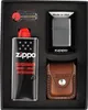 Zippo Geschenkset Feuerzeug Chrom gebürstet mit brauner Produktbild-Vorschau 1