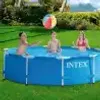 Children playing in an Intex frame pool on a sunny day. Anteprima dell’immagine prodotto