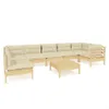 8-tlg. Garten-Lounge-Set mit Creme Kissen Kiefernholz Produktbild-Vorschau 1