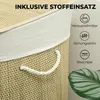 Koszyk na pranie HOMCOM z bambusa z pokrywą, 3 przegródki, Podgląd zdjęcia produktu 7