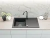 [Granitspüle 76x44 Schwarz+ Armatur]Hochwertig beidseitig Produktbild-Vorschau 2