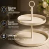 Etagere 2 Stufen Beige Ø30 cm Metall Kuchenetagere Cupcake Produktbild-Vorschau 3