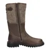 A side view of a brown leather and felt boot. Produktbild-Vorschau