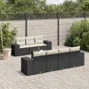 8-tlg. Garten-Sofagarnitur mit Kissen Schwarz Poly Rattan Produktbild-Vorschau 2