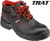 A black work boot with red stitching and laces, and a logo and brand name visible. Produktbild-Vorschau
