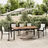 An outdoor patio set with a table and chairs under a large cantilever umbrella. Náhled obrázku produktu