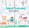A close-up of an open advent calendar with winter-themed illustrations. Produktbild-Vorschau