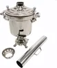 A stainless steel samovar with accessories on a white background. Produktbild-Vorschau