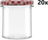 A clear glass jar with a red and white checkered lid, presented on a white background. Náhľad obrázku produktu