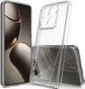 A clear phone case is shown next to a smartphone. Produktbild-Vorschau