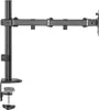 A black monitor arm mount clamped to a surface. Produktbild-Vorschau