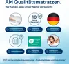 Marketing collage for mattresses, featuring product benefits and certifications. Produktbild-Vorschau