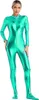 A woman is wearing a full-body metallic green suit. Náhled obrázku produktu