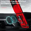 A red phone case with a magnetic ring holder is shown attached to a car mount inside a car. Produktbild-Vorschau