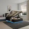 Letto imbottito LED 'Tröstiar' con rete Lino 140 x 200 cm Anteprima dell’immagine prodotto 4