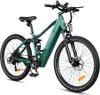 A green electric mountain bike is shown against a white background. Produktbild-Vorschau