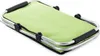 A folded shopping or picnic basket with a light green fabric and a silver metal frame. Náhled obrázku produktu