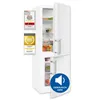 A white refrigerator with its doors open, displaying food items inside. Several award badges are attached to the left side of the refrigerator. Produktbild-Vorschau
